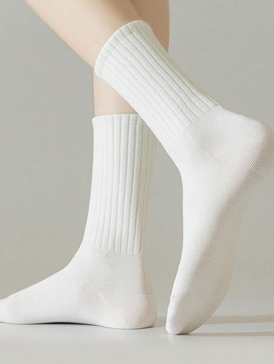 Women's Crew Socks Ribbed Ruffled Edge