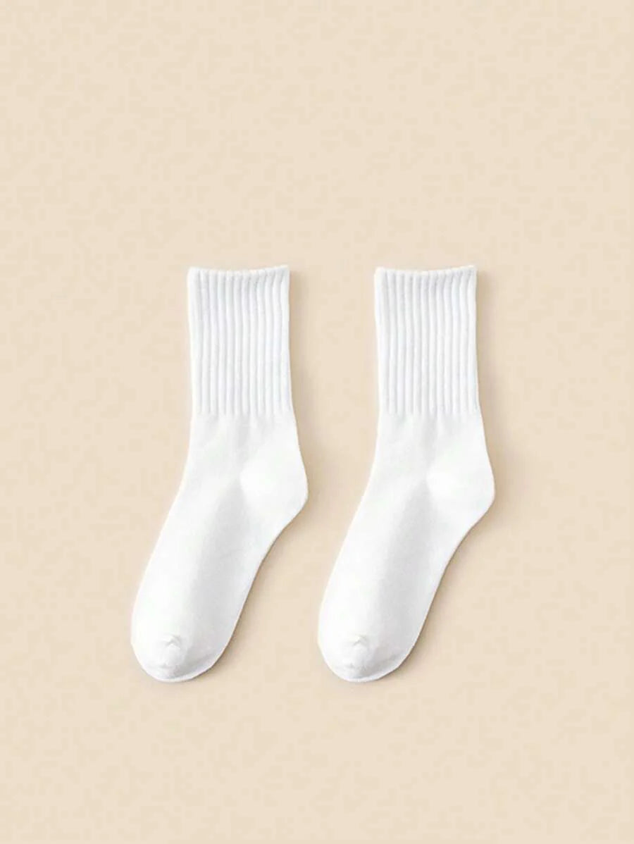 Women's Crew Socks Ribbed Ruffled Edge