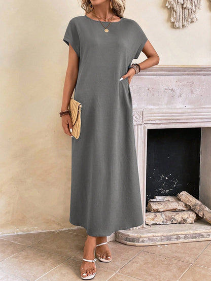 Relaxed Fit Bell Sleeve Tunic Dress