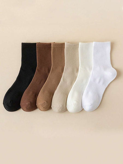 Women's Crew Socks Ribbed Ruffled Edge