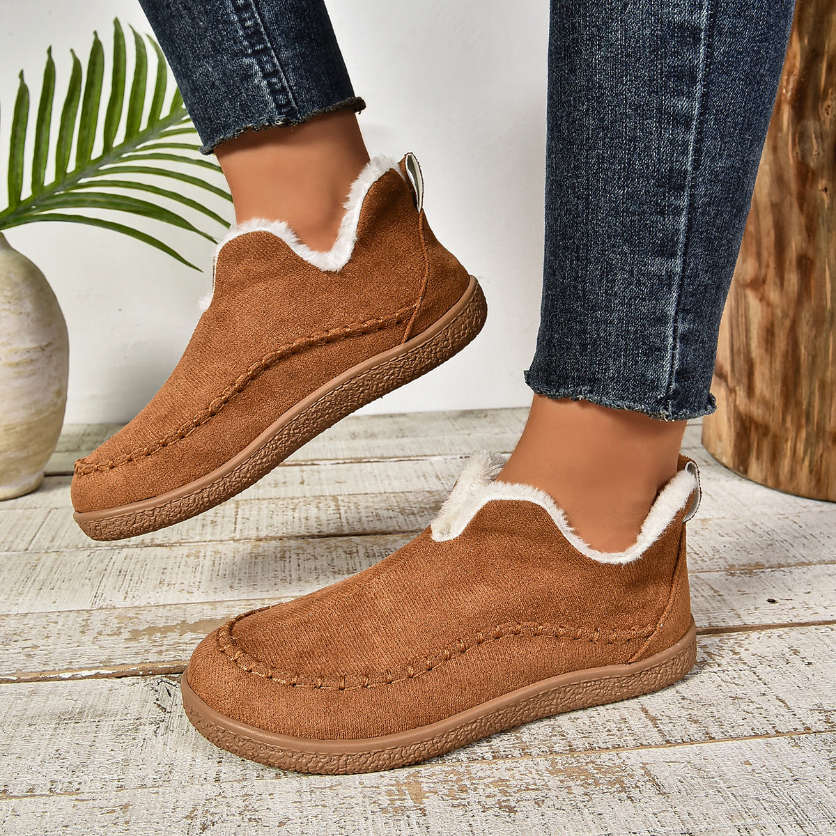 Women's Low Ankle Boots Rounded Toe Pull On Design