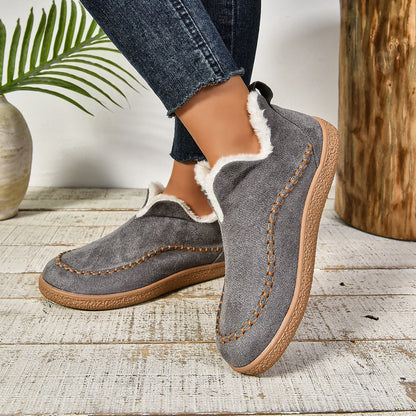 Women's Low Ankle Boots Rounded Toe Pull On Design