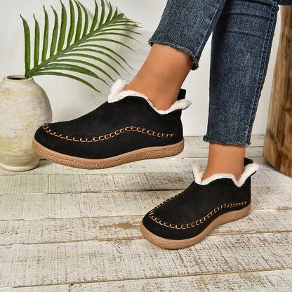 Cozy Faux Fur Ankle Boots with Grip Thick Outsole