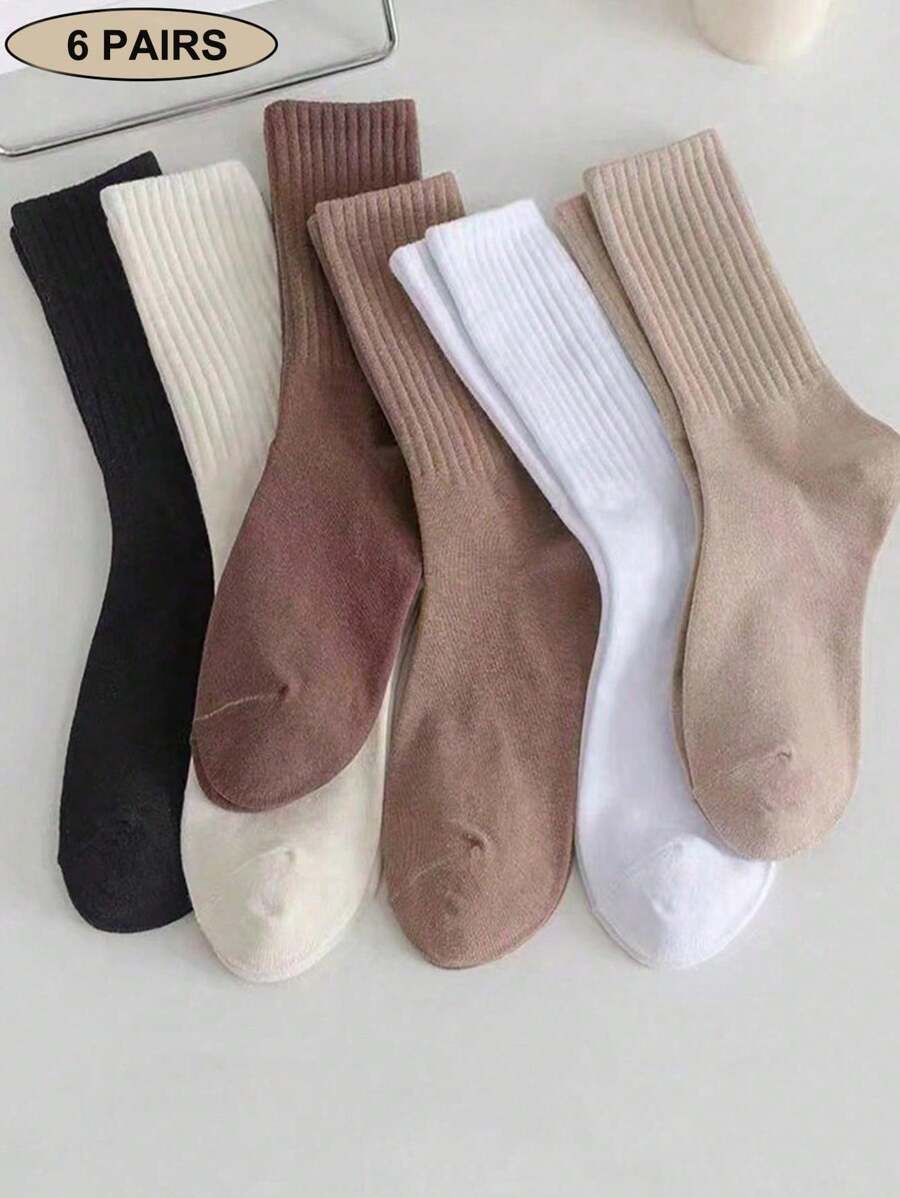 Women's Crew Socks Ribbed Ruffled Edge