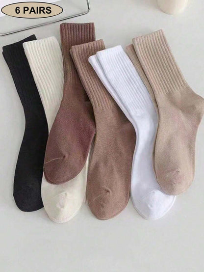 Women's Crew Socks Ribbed Ruffled Edge