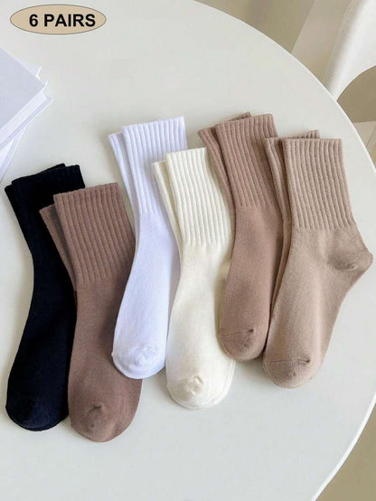 Women's Crew Socks Ribbed Ruffled Edge