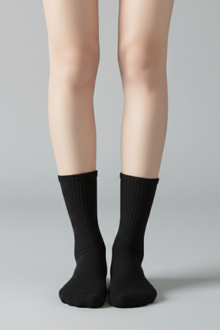 Women's Crew Socks Ribbed Ruffled Edge