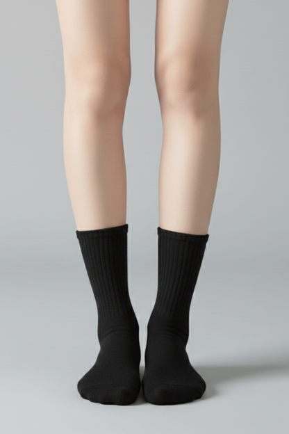 Women's Crew Socks Ribbed Ruffled Edge