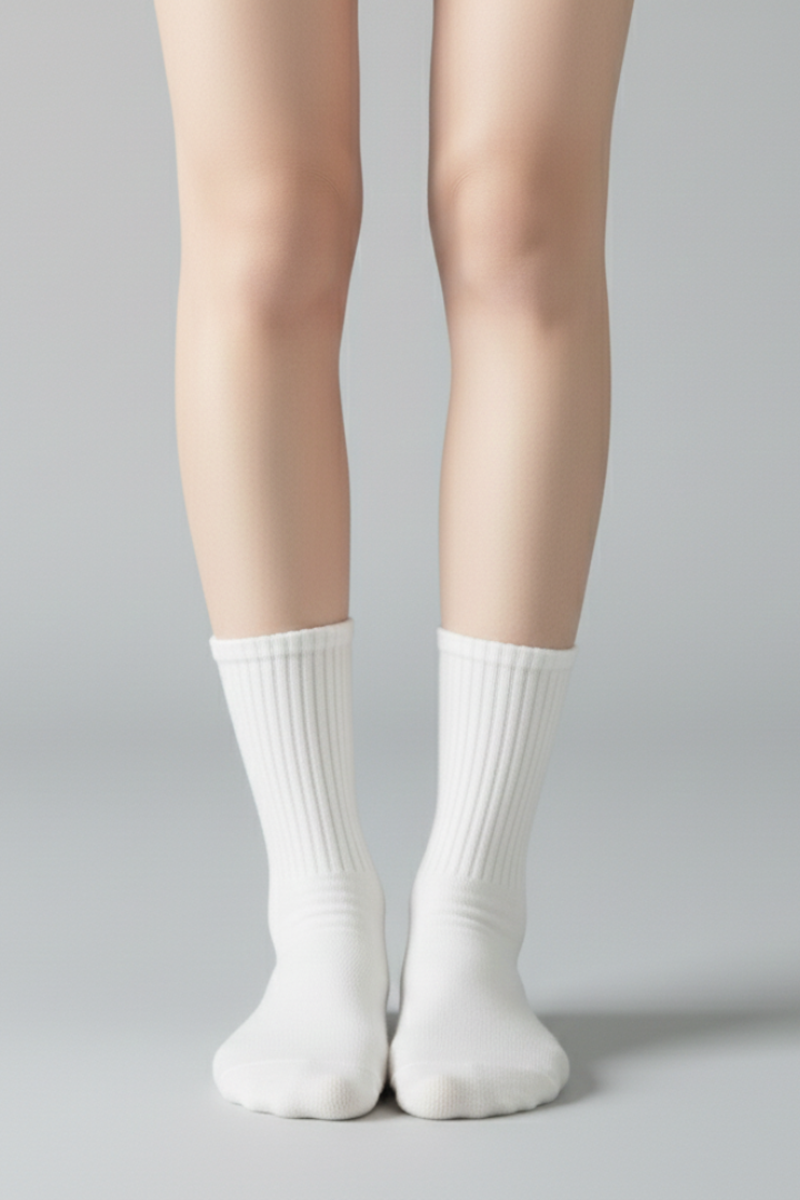 Women's Crew Socks Ribbed Ruffled Edge