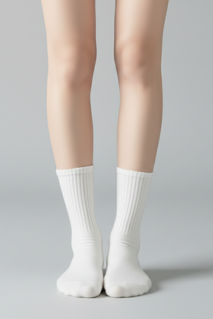 Women's Crew Socks Ribbed Ruffled Edge