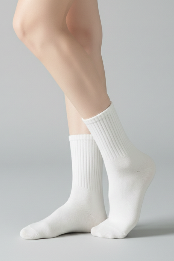 Women's Crew Socks Ribbed Ruffled Edge