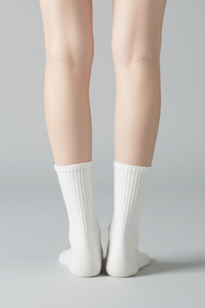 Women's Crew Socks Ribbed Ruffled Edge
