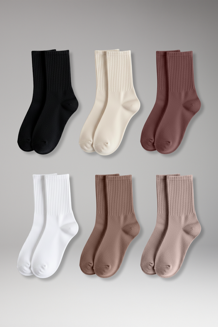 Women's Crew Socks Ribbed Ruffled Edge - VibreMode