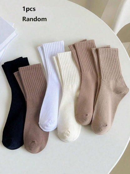 Women's Crew Socks Ribbed Ruffled Edge