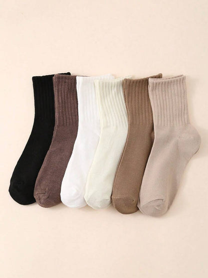 Women's Crew Socks Ribbed Ruffled Edge