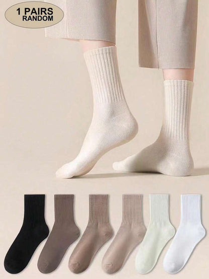Women's Crew Socks Ribbed Ruffled Edge