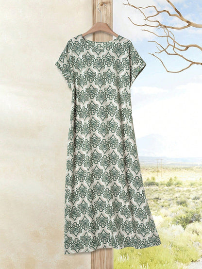 Relaxed Fit Bell Sleeve Tunic Dress