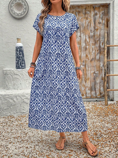 Relaxed Fit Bell Sleeve Tunic Dress