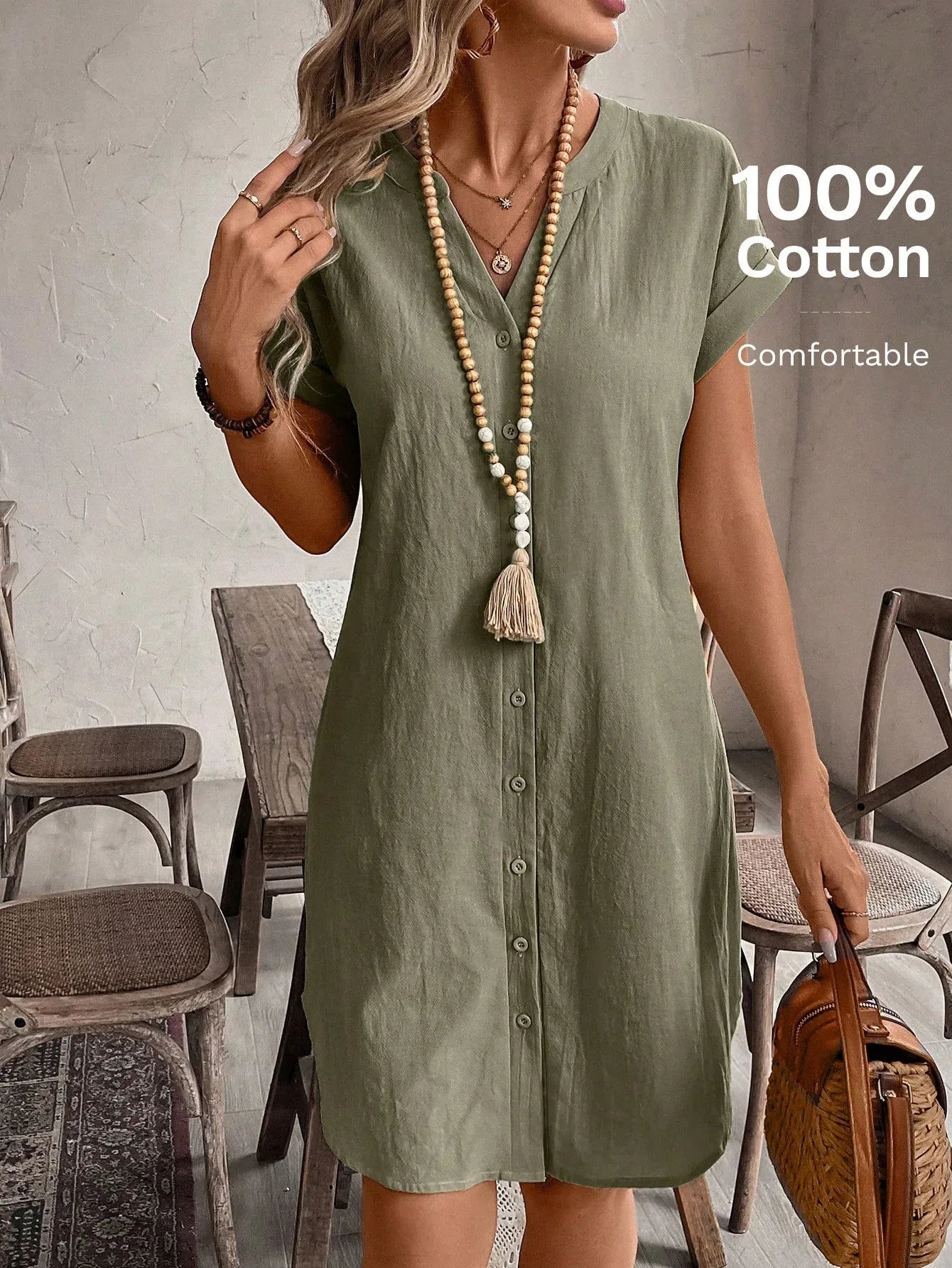 Easy Wear V Neck Summer Mini Dress