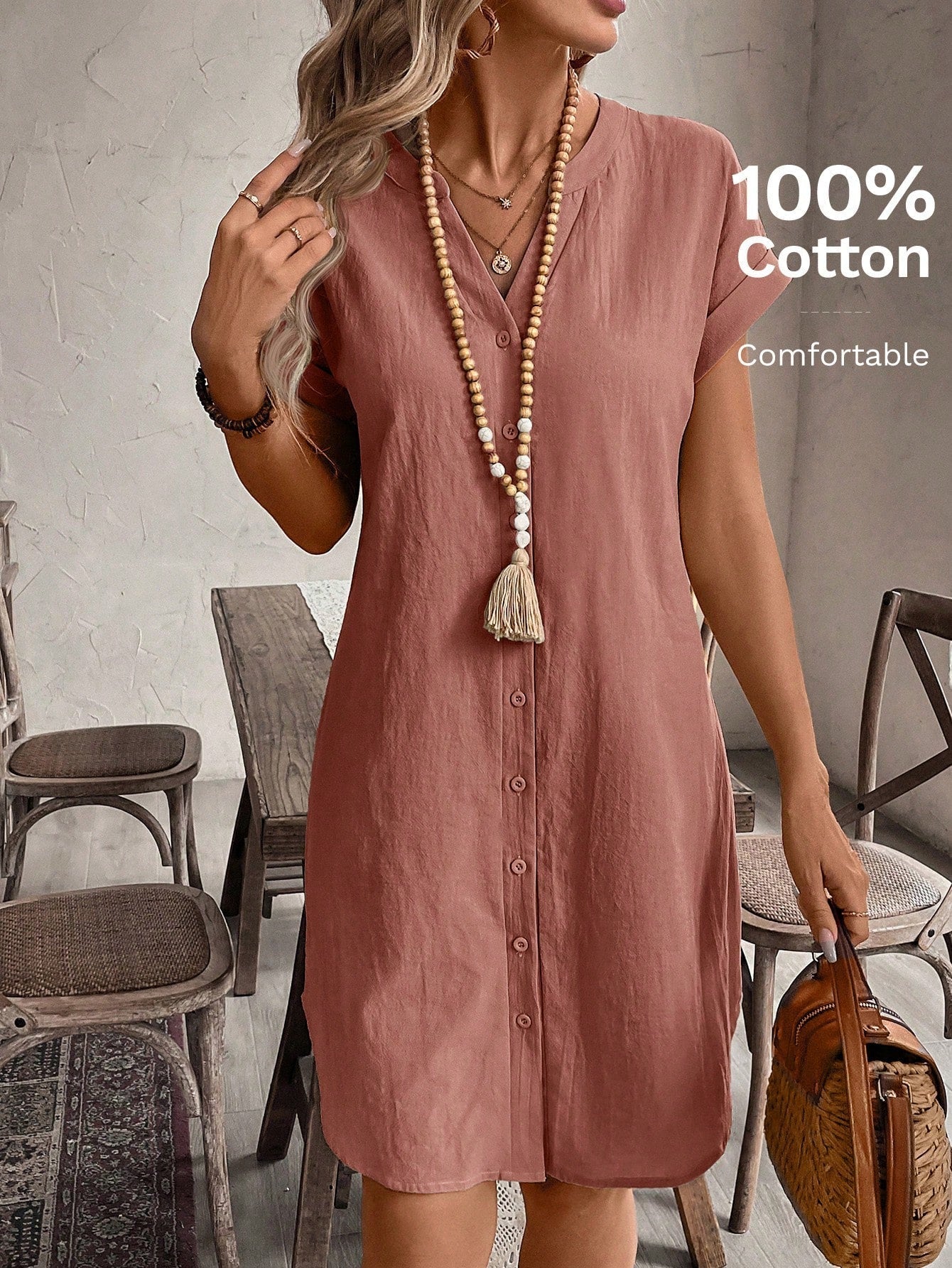 Easy Wear V Neck Summer Mini Dress