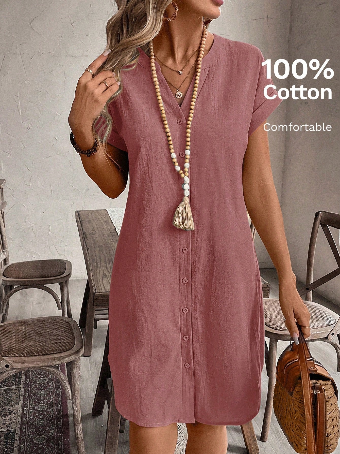 Easy Wear V Neck Summer Mini Dress