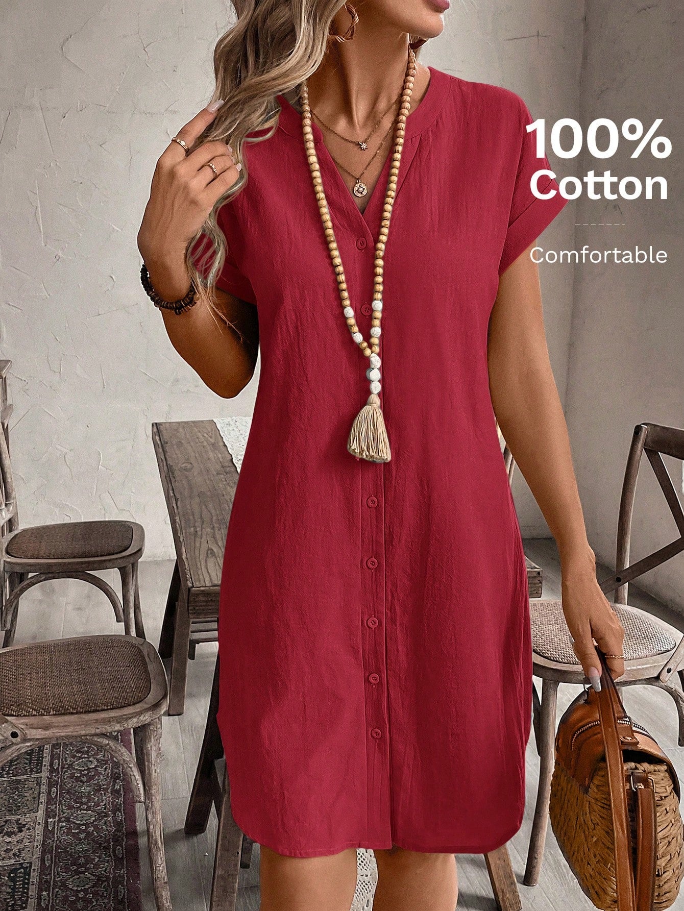 Easy Wear V Neck Summer Mini Dress