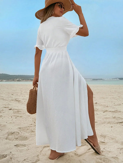 Floral Ruffle Front Women's Dress