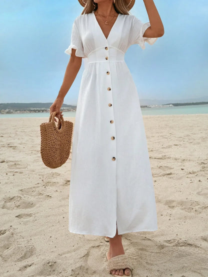 Floral Ruffle Front Women's Dress