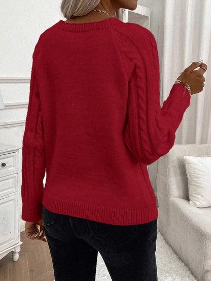 Classic Button Front Cable Knit Sweater