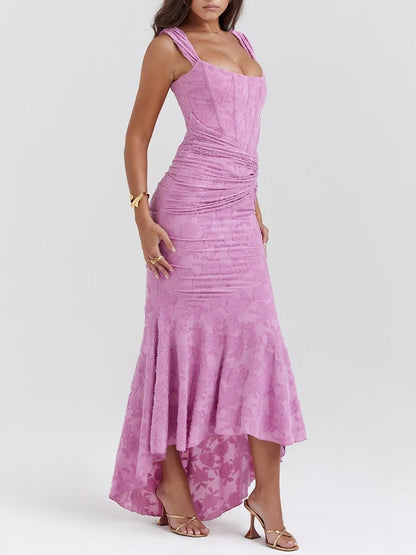 Asymmetrical Hemline Casual Midi Dress