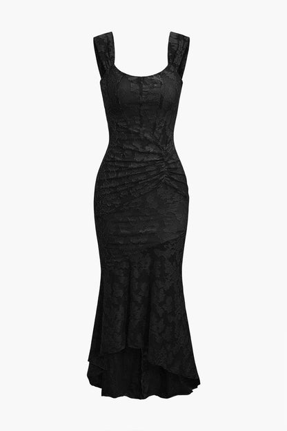 Bodycon Neckline Black Midi Dress