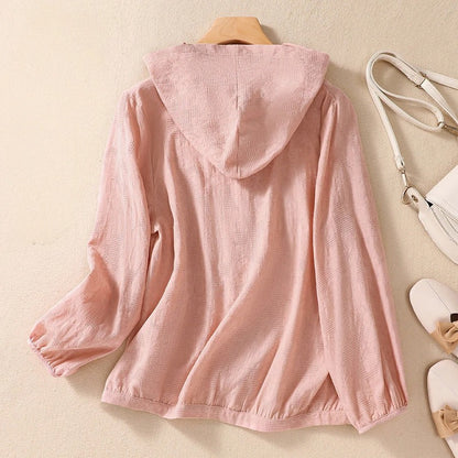 Women's Hooded Button Down Blouse