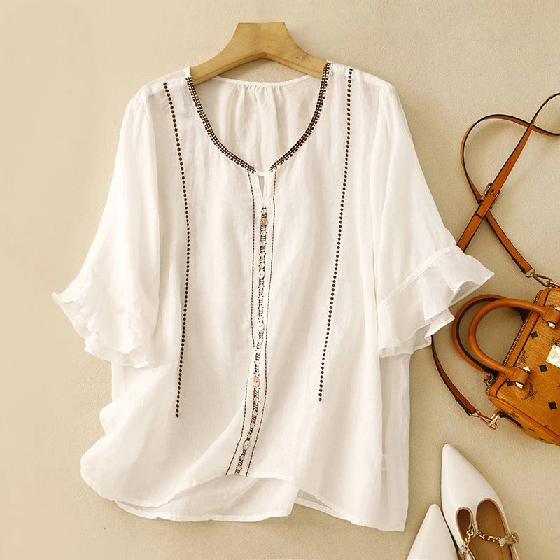 Pretty Floral Bell Sleeve Top - VibreMode