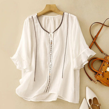 Pretty Floral Bell Sleeve Top - VibreMode