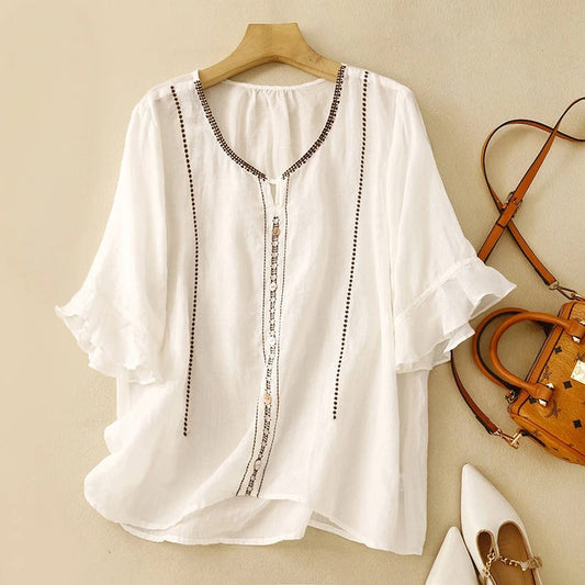 Pretty Floral Bell Sleeve Top - VibreMode