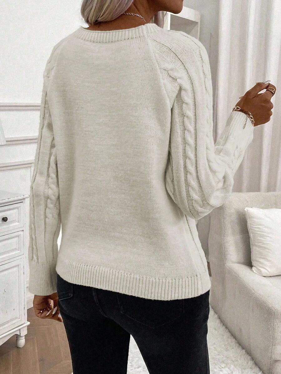 Classic Button Front Cable Knit Sweater
