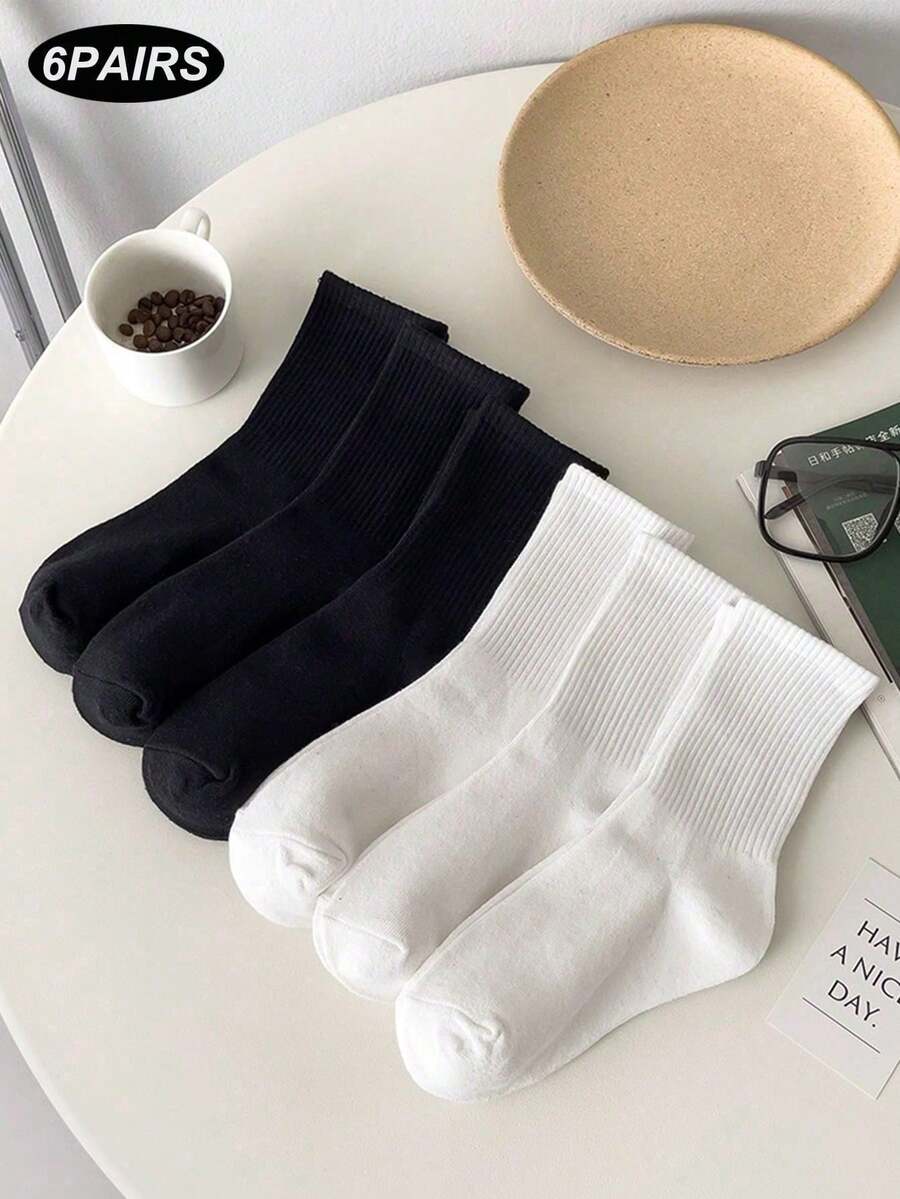 Women's Crew Socks Ribbed Ruffled Edge