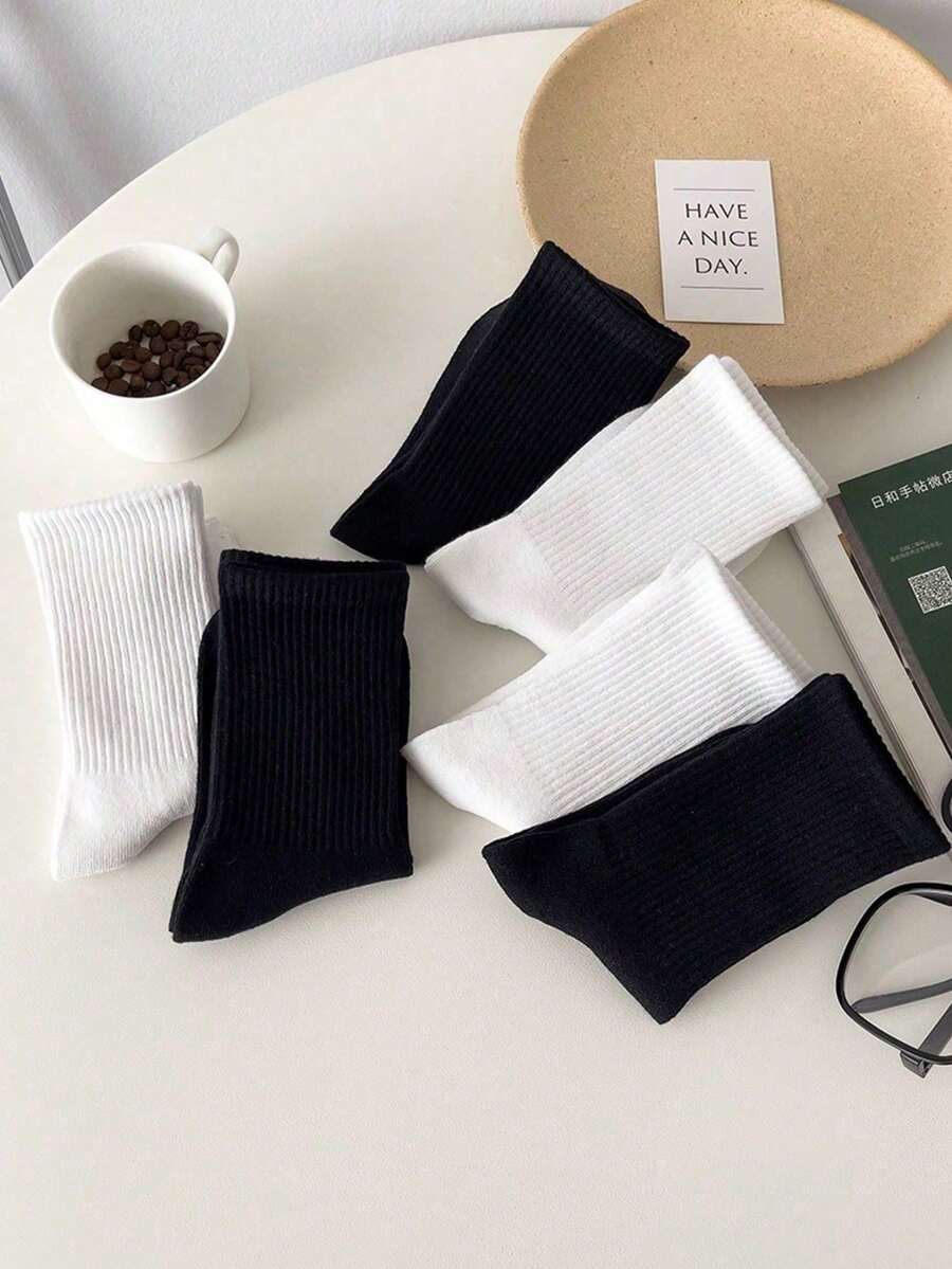 Women's Crew Socks Ribbed Ruffled Edge
