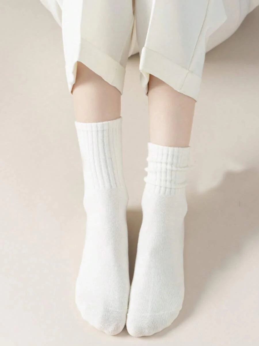 Women's Crew Socks Ribbed Ruffled Edge