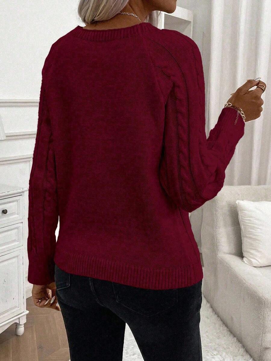 Classic Button Front Cable Knit Sweater