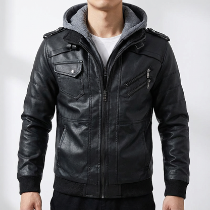 Men's Leather Biker Jacket - VibreMode