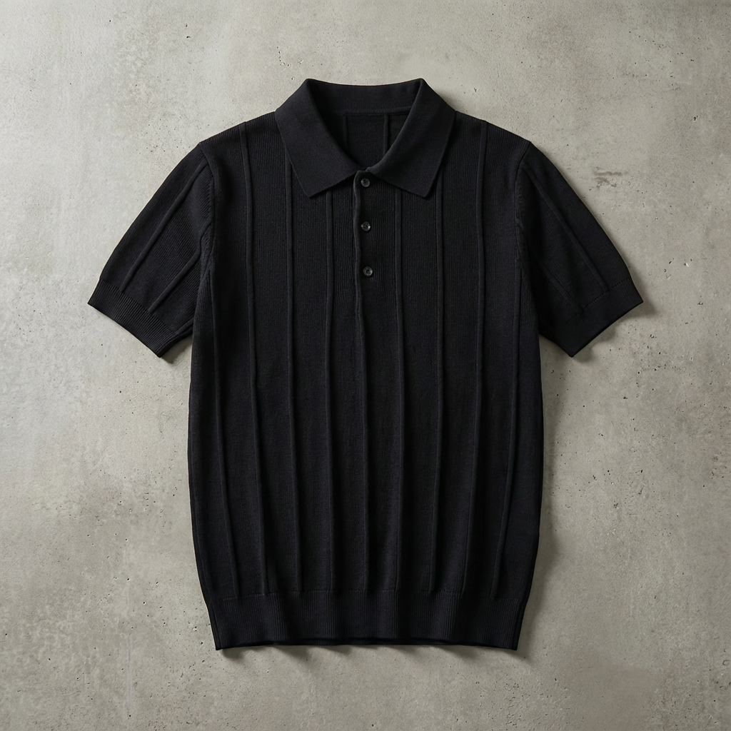 Men's Ribbed Knit Polo Shirt - VibreMode