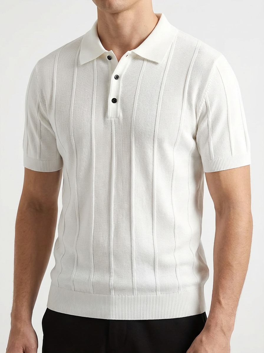 Velluto Men's Ribbed Knit Polo Shirt - VibreMode
