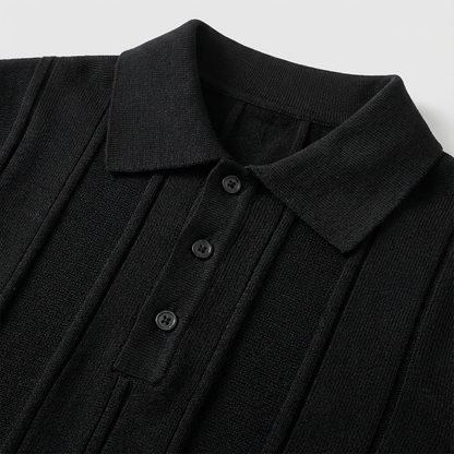 Velluto Men's Ribbed Knit Polo Shirt