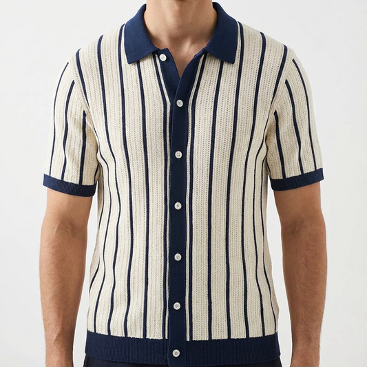 Portofino Men's Striped Cotton Polo Shirt - VibreMode
