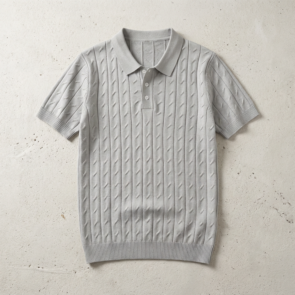 Women's Jacquard Knit Polo Shirt - VibreMode