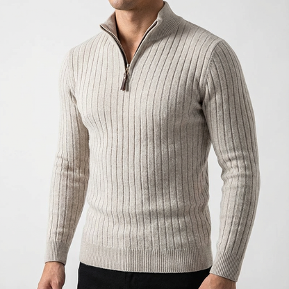 L'Artisan Men's Wool Quarter Zip Sweater - VibreMode
