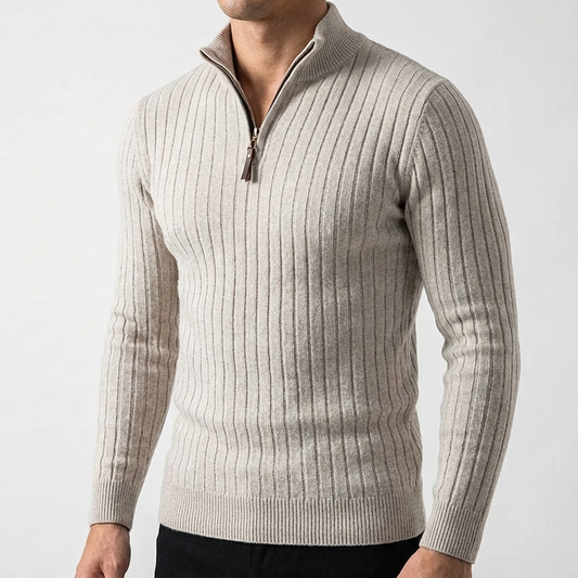 L'Artisan Men's Wool Quarter Zip Sweater - VibreMode