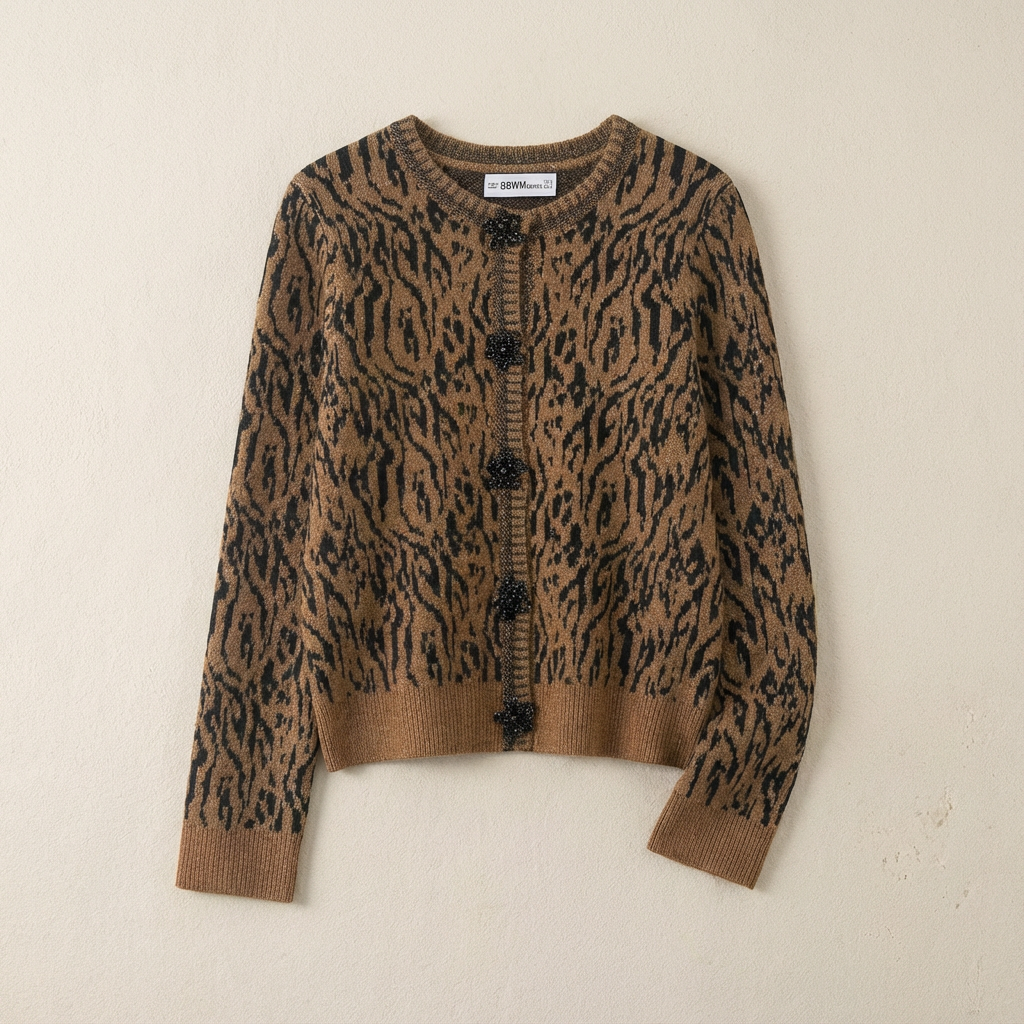 Women's Leopard Knit Cardigan - VibreMode