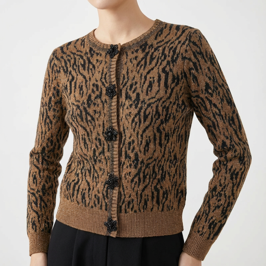 Women's Leopard Knitted Cardigan - VibreMode